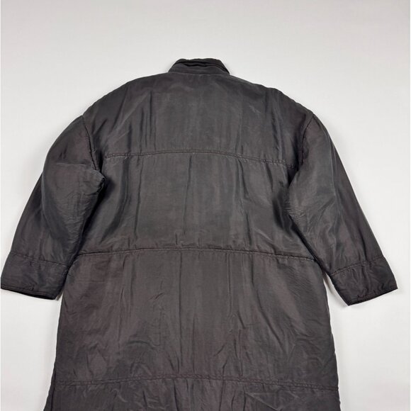 Vtg 100% Silk Quilted Long Coat Womens XL(?) Japanese Avant Garde Shimmer Black - Picture 6 of 11